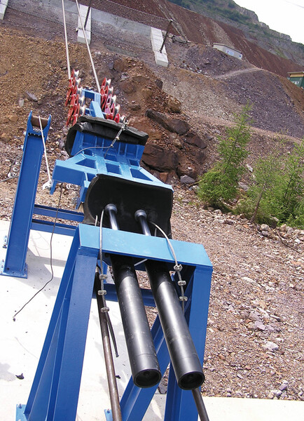 Impact protection for test systems of transport gondolas