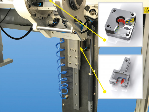 LOCKED: Four clamping elements securely and reliably fix specimen head holders in place